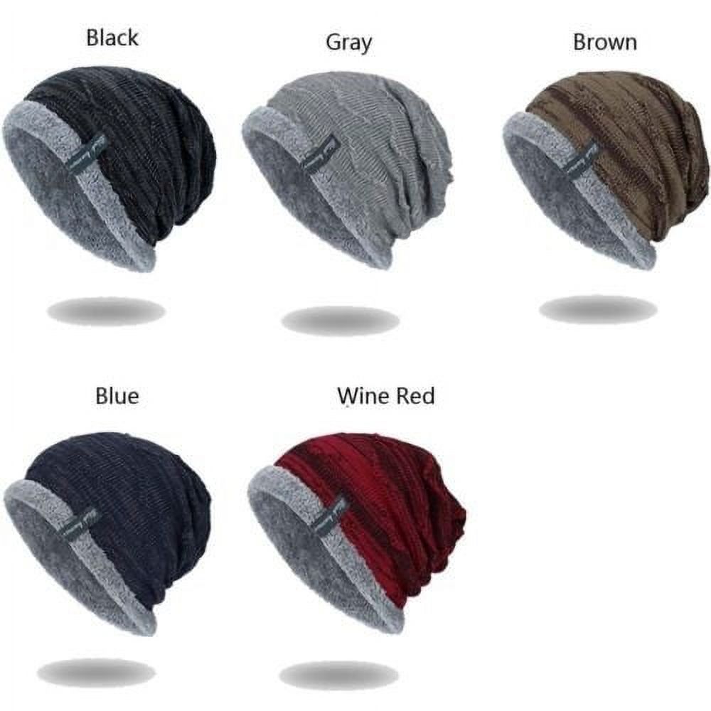 Meihuida Men Baggy Beanie Knit Hat Winter Warm Fleece Wool Cap Slouchy Skull Ski Hat - image 5 of 5