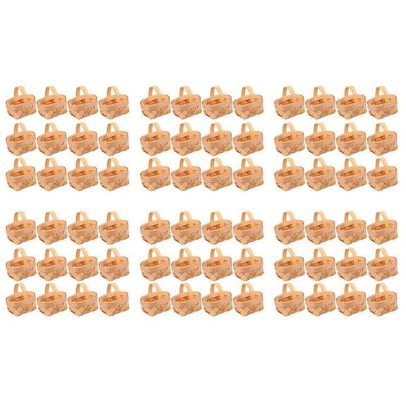 72Pcs Wood Chip Mini Baskets Manual Woven Baskets Ornaments Candy Storage Box