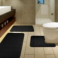 thumbnail image 5 of 3 Piece Memory Foam Bath Mat Set with U-Shaped Toilet Mat Bathroom Rugs Soft Comfortable Water Absorption Bath Carpet Non-Slip Thick Machine Washable for Kitchen/Living Room(Black), 5 of 9