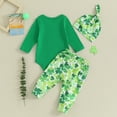 thumbnail image 3 of Bagilaanoe 3pcs Newborn Baby Boys Holiday Outfits Pants Set Letters Long Sleeve Romper Tops + Leggings + Hat 3M 6M 12M 18M Infant Casual Clothes, 3 of 10