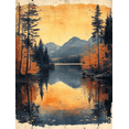 thumbnail image 1 of Qisvanset Framed Canvas Wall Art 12x16 Inch Vintage Autumn Lake Mountain Forest Nature Art, 1 of 5