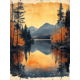 thumbnail image 1 of Qisvanset Framed Canvas Wall Art 12x16 Inch Vintage Autumn Lake Mountain Forest Nature Art, 1 of 5