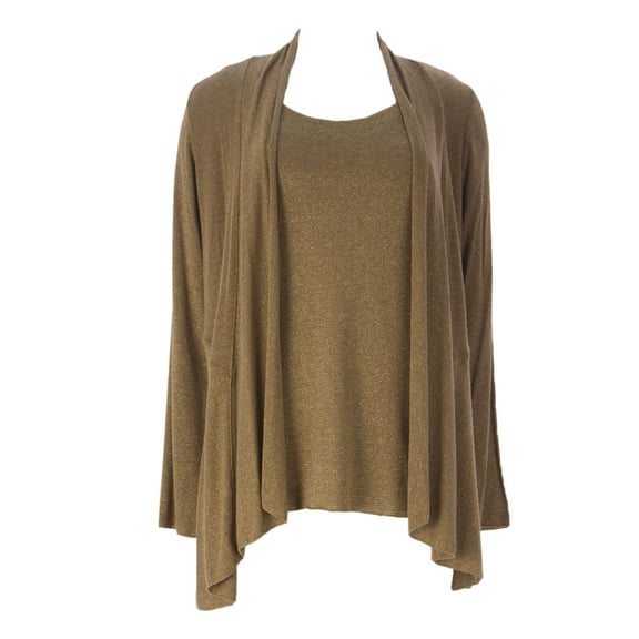 Miraclebody by Miraclesuit Women's Metallic Two Piece Twin Set Sz Large Bronze