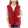 thumbnail image 3 of WUANDIXFA Gilet pour Bébé Garçon Gilet en Molleton Teddy Filles Garçons Veste Sans Manches en Molleton Veste Unie à Col en V Veste Ample Confortable Rouge, 9-10 Ans, 3 of 5