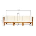 thumbnail image 4 of Elisha Outdoor Modular 3 Piece Acacia Wood Sectional Sofa Set with Cushions, Teak, Beige, 4 of 8
