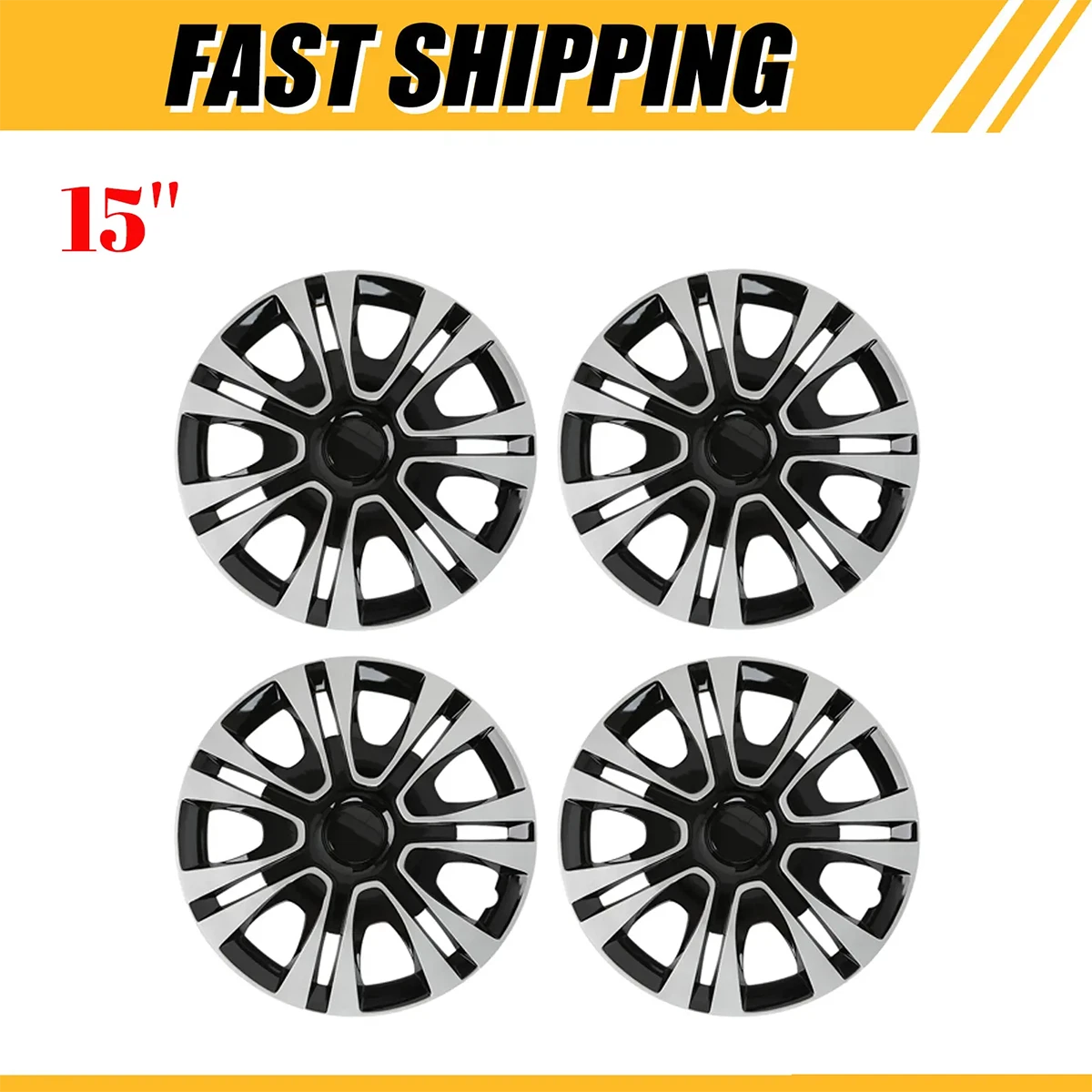15" Set of 4 Wheel Covers Snap On Hubcaps Full Hub Caps fit R15 Tire & Steel Rim