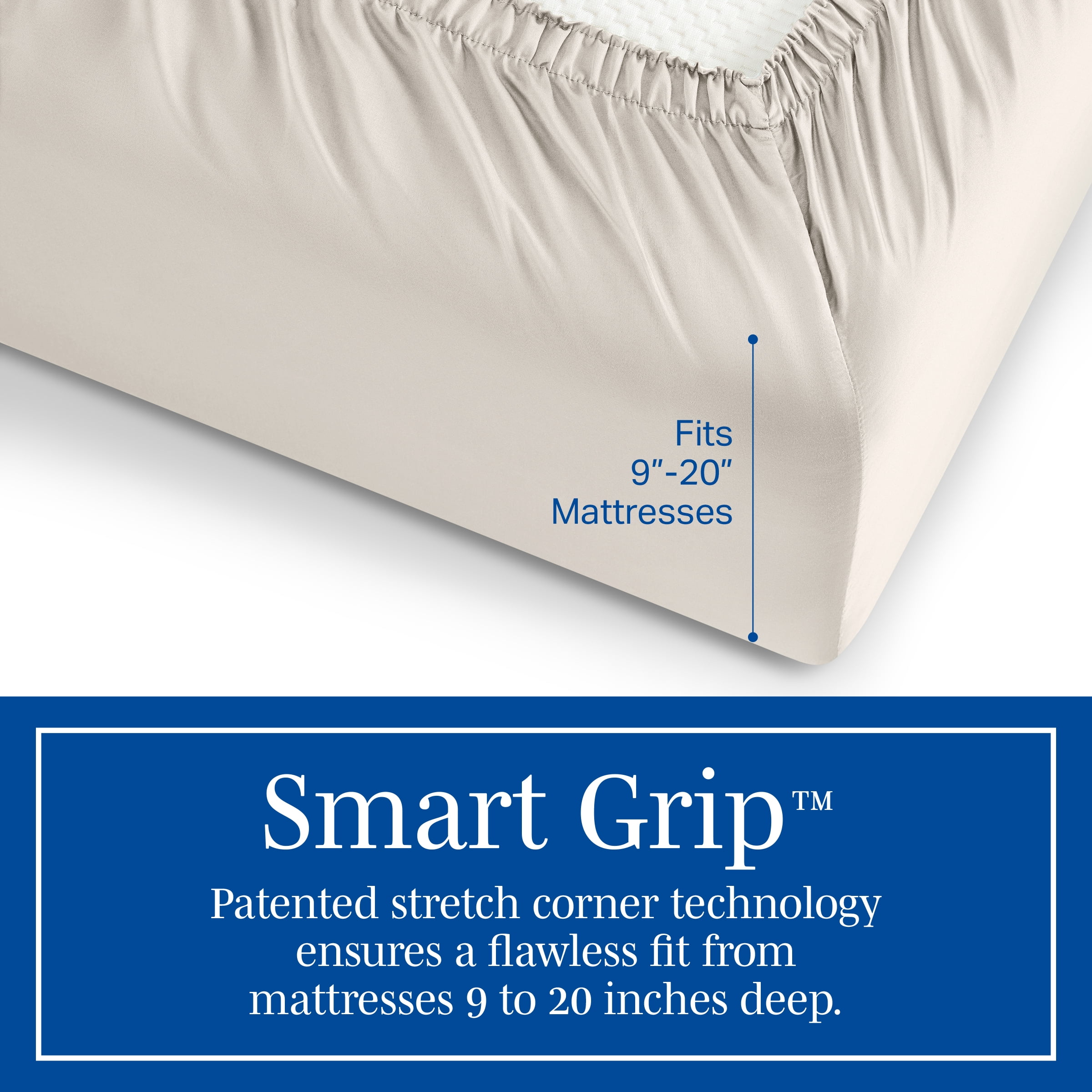 Wamsutta 1846 4-Piece 650 Thread Count Gardenia Egyptian Giza Cotton Sateen Bed Sheets, King-Deep Pocket