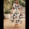 thumbnail image 4 of Vestidos de Verano para Mujer 2025, Informales, con Mangas Abullonadas, Cuello en V, Florales, Estilo Bohemio, Vestido . Albaricoque M, 4 of 10