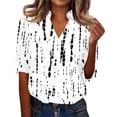 thumbnail image 7 of OIOLOYJM Women's Golf Shirts V-Neck 3/4 Sleeve Tie Dye Polo Shirts Spring Lapel Collared Lightweight Athletic T Shirts Business Trendy Activewear White XL, 7 of 7