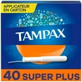 thumbnail image 2 of Tampax Cardboard Tampons Super Plus Absorbency, Anti-Slip Grip, LeakGuard Skirt, Unscented 40 count, 2 of 17