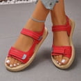 thumbnail image 5 of Miluxas Leather Platform Sandals Women Solid Color Round Toe Sandals Women Personalized Stylish Footwear Red 6.5(38), 5 of 8