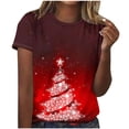thumbnail image 1 of Camisetas Casuales de las Mujeres Suéter de Manga Corta Impreso Cuello Redondo, Poliéster Ligero para Todas las Estaciones Diario Y Confort de Uso, 1 of 4