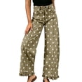thumbnail image 3 of Wide Leg Jeans for Women High Waisted Ruffle Hem Jeans Lightweight Polka Dot Loose Casual Denim Pants Travel Vacation Outfits, 3 of 7