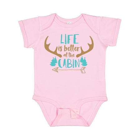 

Inktastic Life is Better at the Cabin Deer Antlers Camping Gift Baby Boy or Baby Girl Bodysuit
