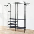 thumbnail image 5 of Ele-mall Portable Freestanding 2-Rod 4-Shelf Garment Rack, Black, 5 of 12