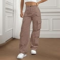 thumbnail image 2 of XIAONU Women's High Waist Cargo Pants Multi Pocket Wide Leg Full Length Pants Lightweight Trendy Streetwear Pants, 2 of 8