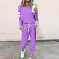 thumbnail image 2 of YUGYXL Lounge Sets For Women 2 Piece Outfits Long Sleeve Pant Sweatsuits Sets Tracksuit Athletic Jogger Set With Pockets Purple XXXXL, 2 of 5