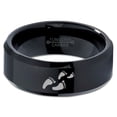 thumbnail image 2 of Tungsten Walking Trail Human Footprints Band Ring 8mm Men Women Comfort Fit Black Beveled Edge Polished, 2 of 4
