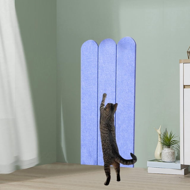 Rascador de pared para gatos, resistente al desgaste, de fieltro, juguete para afilar , multiusos, vertical, autoadhesivo, para suelo y sofá. azul