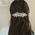 thumbnail image 4 of BINGLI Rhinestone Hair Clip Sparkly Pearl Barrettes French Wedding Prom Engagement Pageant First Hair Decorative Accessories For Women Girls Bride Thick Long Hair, 4 of 8
