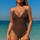 thumbnail image 1 of Trajes de baño de una pieza para mujer, traje de baño de playa con tirantes de color sólido a la moda para mujer, 1 of 4