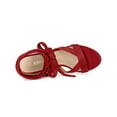thumbnail image 4 of BLISSFUL STEP Women's Open Toe Crisscross Lace Up Block Heel Sandals Red 7, 4 of 8