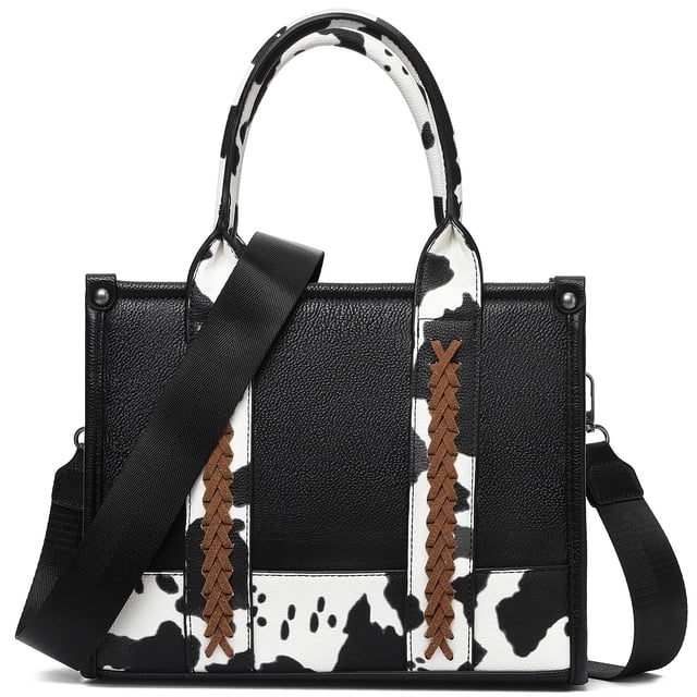 Women's Tote Bag, Western Cow Print Handbag, Top Handle Designer Purse