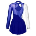 thumbnail image 4 of Doomiva Women's Adult Figure Ice Skating Dress Long Sleeves Rhinestones Gymnastics Leotard Activewear Blue XXL, 4 of 7