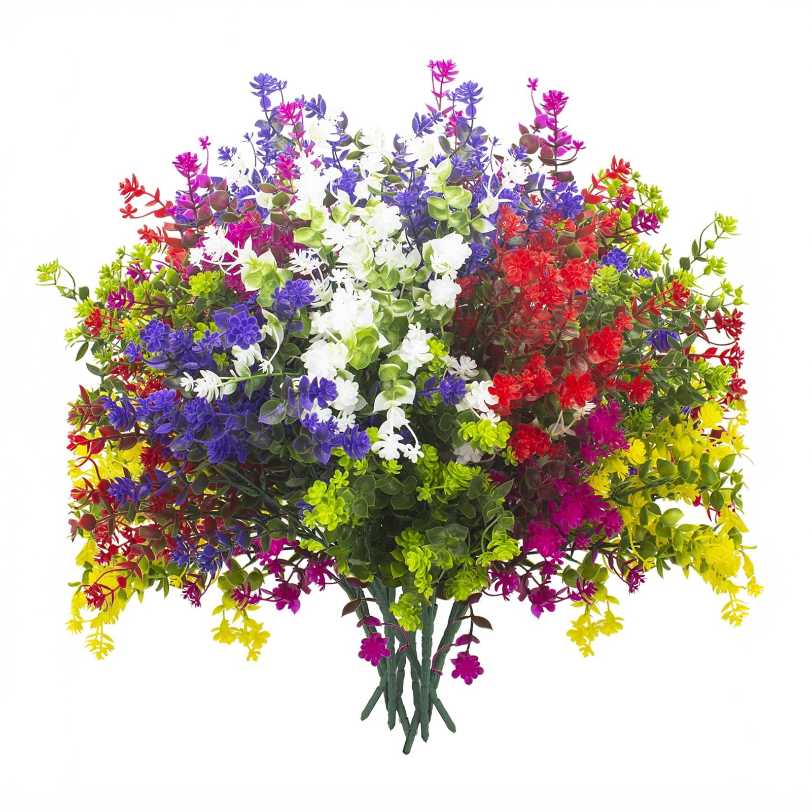 OIUR 2 Pcs Outdoor Artificial Flowers Realistic UV Resistant Faux Plants Fake Flowers with Bendable Stems for Hanging Planter Porch Home Wedding Decor