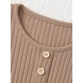 thumbnail image 6 of Gyratedream Toddler Fall Winter Long Sleeve Dress Ruffle Long Sleeve Ribbed Knit Button Down Casual Dresses 2-7 Years, 6 of 9