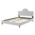 thumbnail image 5 of Platform Bed Frame, King Size, Grey Gray, Velvet, Modern Contemporary, Bedroom Master Guest Suite Room, 5 of 10