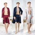 thumbnail image 2 of Pretty Comy Classic Short Pure Color Silk Men's Casual Pajamas Loose Homewear, 2 of 5