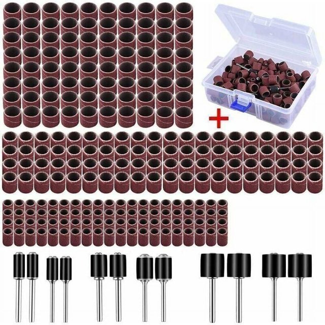 Tambor de lijado de 252 piezas con caja gratis, que incluye 240 bandas de lijado y 12 mandriles de tambor para herramientas rotativas Dremel
