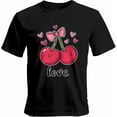 thumbnail image 1 of Camisetas para hombre, camisetas casuales de manga corta con estampado de cerezas para San Valentín, camisetas gráficas para hombre, 1 of 8