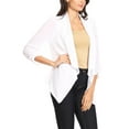 thumbnail image 2 of Women's Solid Floral Print Loose Fit 3/4 Sleeve Open Front Cardigan Blazer Jacket, 2 of 5