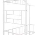 thumbnail image 6 of Metal House Bed, Twin Size Platform Bed Frame with Full-Length Guardrails and Ladder,Low Loft Bed Frame with Roof and Windows for Boys and Girls,White, 6 of 7