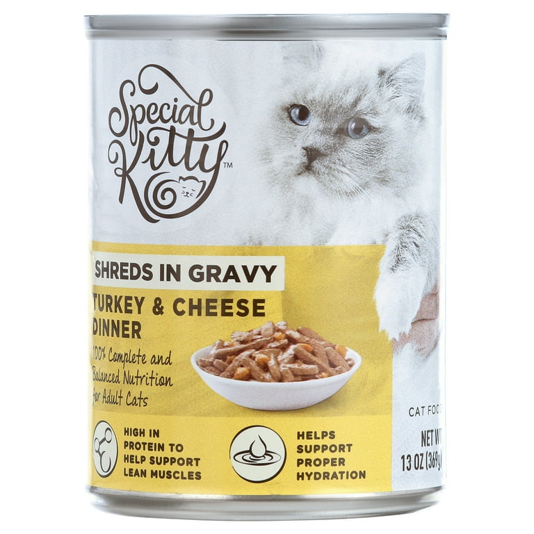 Special Kitty Turkey Cheese Dinner Shreds in Gravy Wet Cat Food 13 oz Cans 12 Pack Walmart