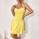 thumbnail image 4 of Vestido informal de mujer a la moda: diseño con cuello corazón y fruncidos, poliéster, perfecto para primavera/verano, combínalo con tacones/sandalias, tallas XS-L, 4 of 8