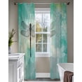 thumbnail image 4 of Dragonfly Sheer Curtains 84 Inch Length 2 Panels Set for Living Room/Bedroom, Modern Abstract Gradient Teal Green Kitchen Curtains Grommet Semi-Sheer Curtains Drapes Voile Window Treatments 52"x84"x2, 4 of 7