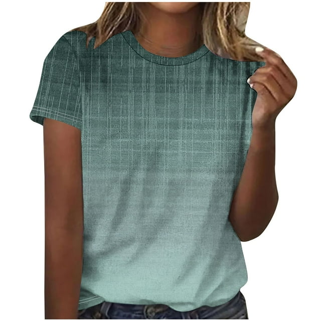 Camiseta de Cuello Redondo de Manga Corta Impresa de los Pantalones Cortos de las Mujeres, Poliéster de Lentejuelas de Partido de Moda