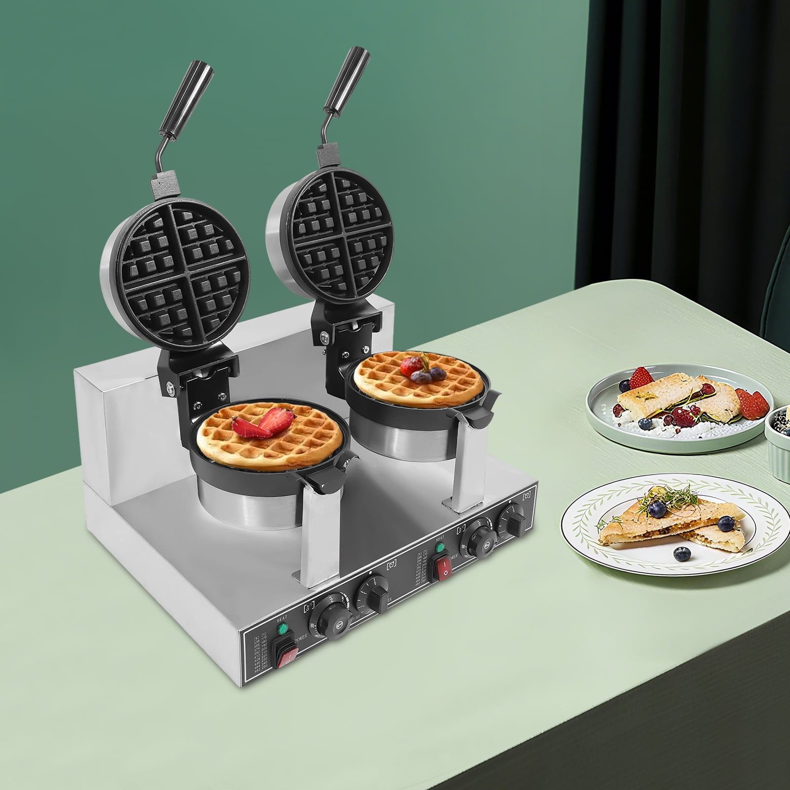 Electric Digital Muffin Baker Waffle Making Machine Double Head Waffle Maker