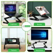 Adjustable Laptop Stand and Lap Desk for Bed – WorkEZ BEST Portable Aluminum Laptop Table with Mouse Pad, Height & Tilt Adjustable Ergonomic Laptop Cooling Stand (Black)