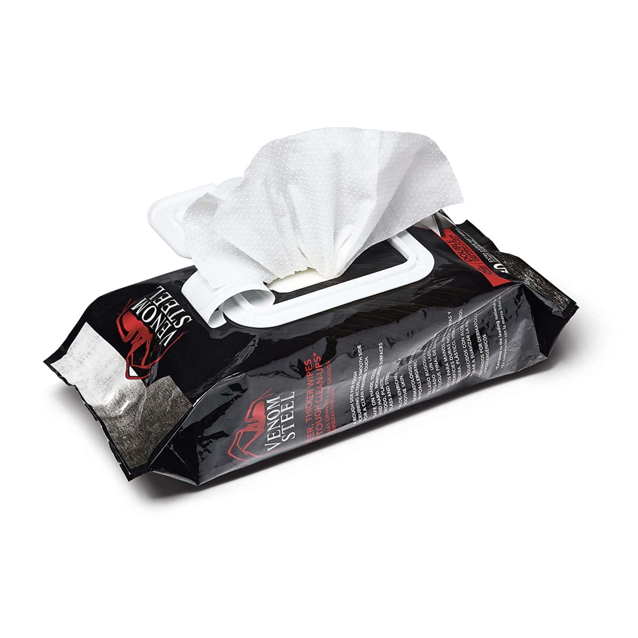 (2 pack) Venom Steel Workshop Wipes with Scrubbing Beads, For Grease, Light Citrus Scent, 8 in x 12 in, 60 in Wipes