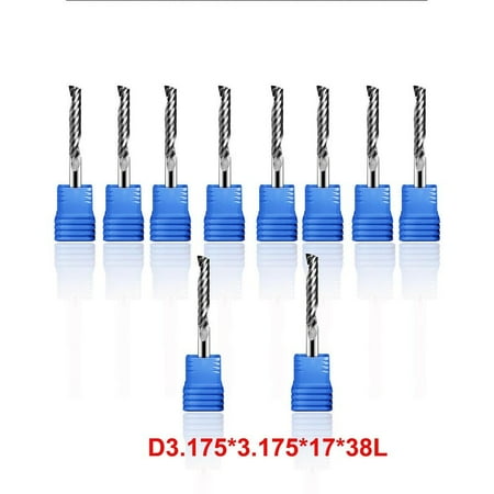 

10pc 1/8 Shank Carbide Alloy End Mill Single Flute Spiral CNC Router Bit Cutter