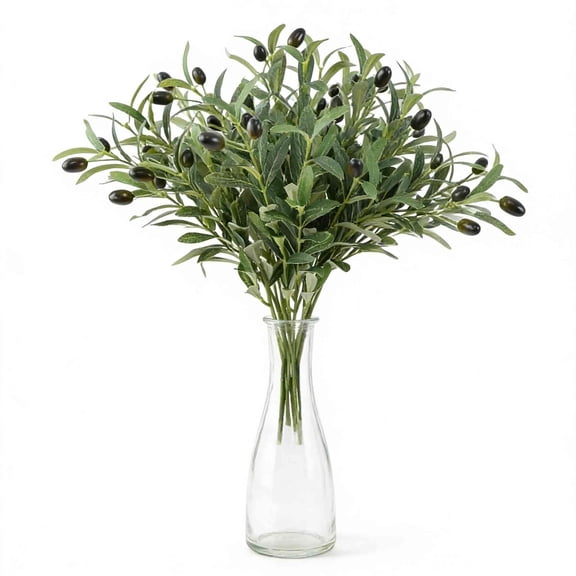 Trianu 6Pcs Artificia Olive Branches for Vases, 20" Realistic Faux Olive Tree Stems with Lifelike Leaves & Fruits, DIY Centerpiece Decor for Home Wedding Office Cafe