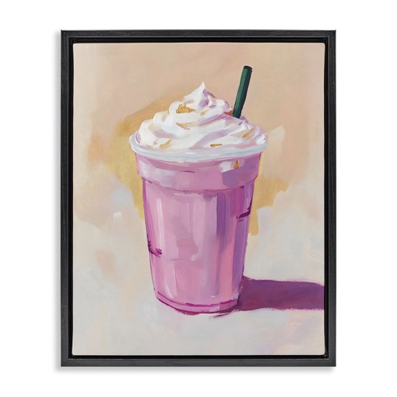 Stupell Industries Contemporary Pink Strawberry Shake Black Floating Frame Canvas Art, 17 x 21, by The Prints Vibe