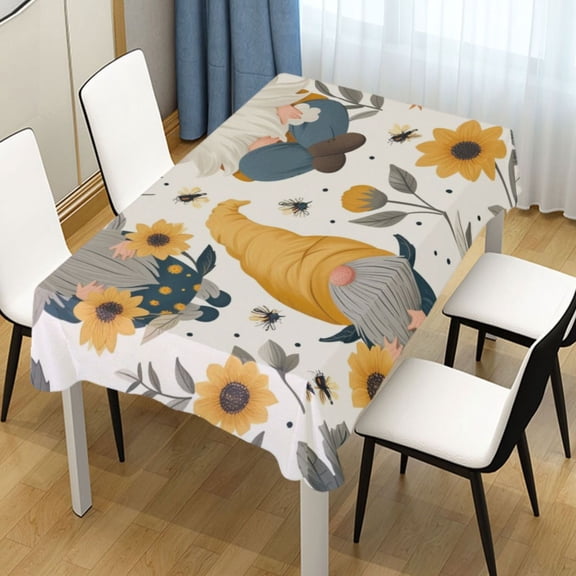 Ryvnso Sunflowers and Gnomes Rectangle Table Cloth Tablecover Dinning Tablecloth 54"x72"