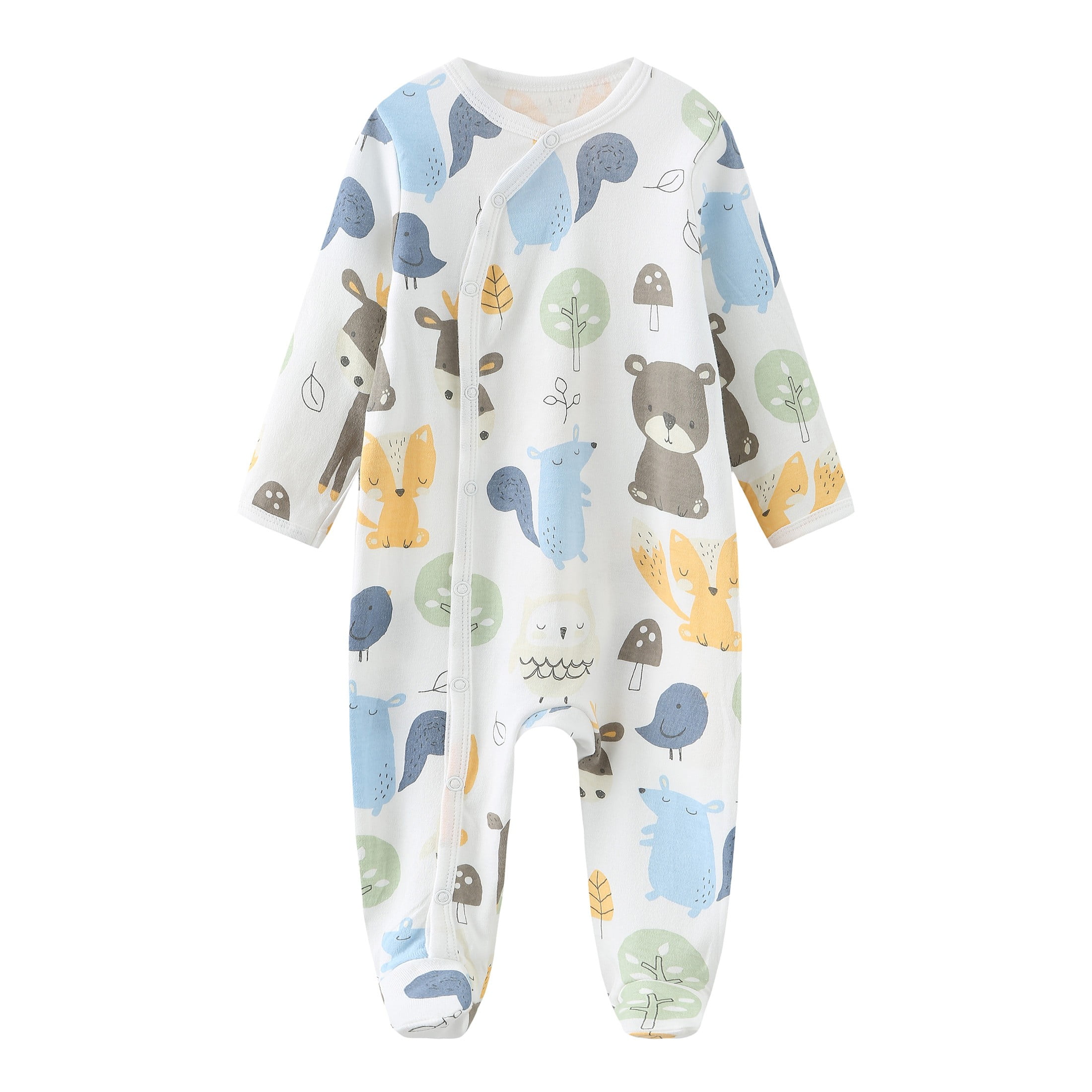 Zavbaby Unisex Newborn 3 Pieces Sleep´N Play Footed Pajamas Cotton Cartoon Rompers Infants Outfit ，Size:0-12Months