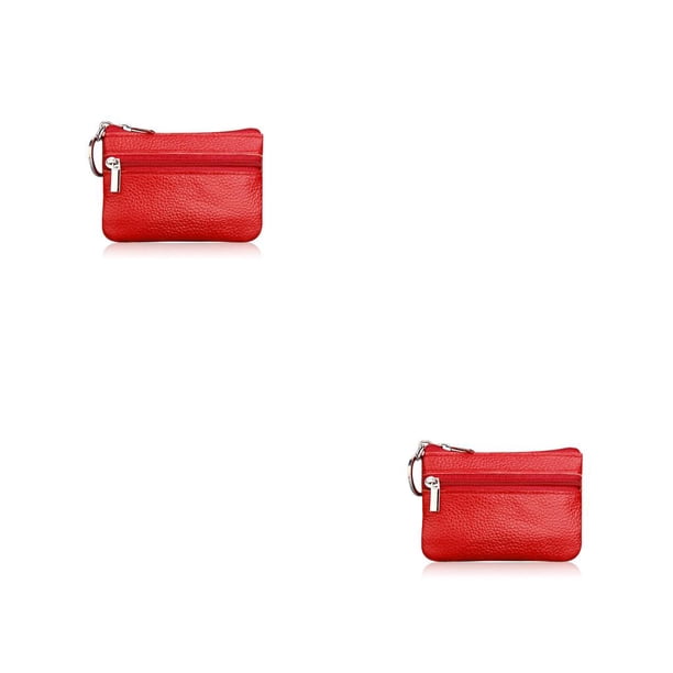 Minnieouse Cartera de cuero para mujer, llaves para tarjetas de crédito, tienda escolar portátil, llavero, monedero, monedero, bolsa con Rojo 2piezas