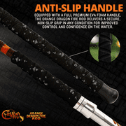 Catfish Pro Orange Dragon Fire Catfish Casting Rod, 7'6 One-Piece Medium Action Glow-in-the-Dark Fishing Rod, S-Glass/E-Glass/Carbon Graphite Blank